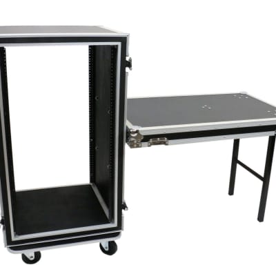 OSP SC20U-20SL 20 Space ATA Amp Rack w/Casters and Attached Utility Table image 1