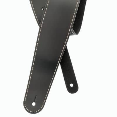 Planet Waves Classic Leather Guitar Strap with Contrast Stitch, Black image 1