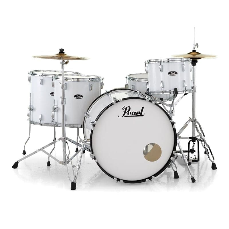 Pearl Roadshow Complete 5pc Rock Drum Set Pure White image 1