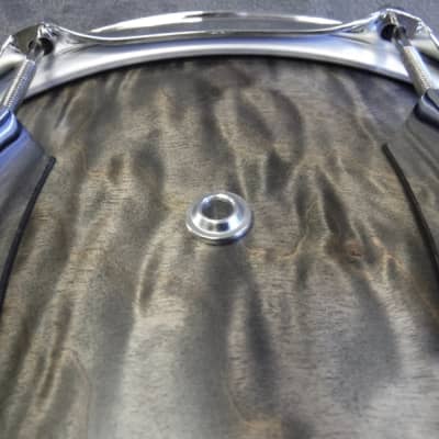 Pork Pie 7x14 8 ply maple shell with quilted maple exterior ply charcoal gray stain 2023 image 2