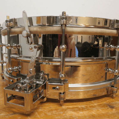 Vintage Vintage 1930 Super-Ludwig Snare Drum 5x14" Nickel Plated Brass Shell 10 Tube Lug image 3