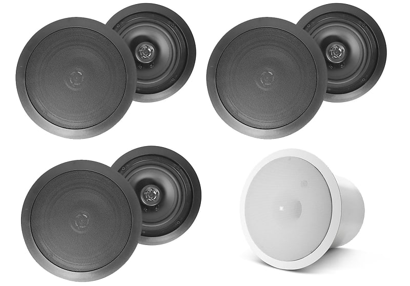 (6) HC85 8&quot; 700 Watt Black In-Ceiling Home Theater Speakers+JBL Subwoofers  			