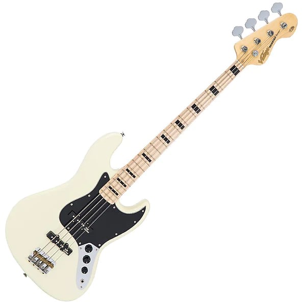 Vintage VJ74MVW ReIssued Maple Fingerboard Bass Guitar ~ Vintage White image 1