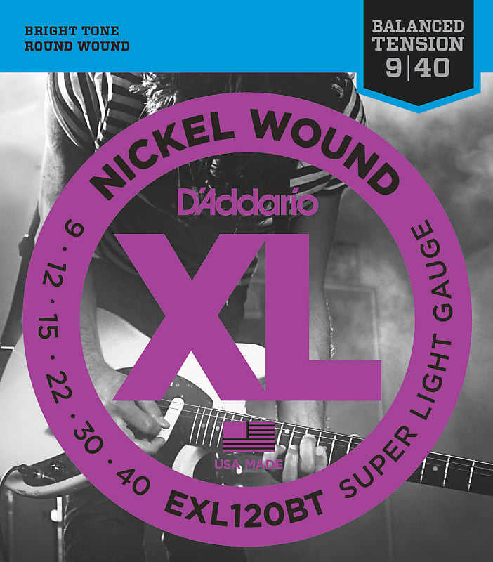 D'addario EXL120BT Nickel Wound Electric Guitar Strings, Balanced Tension Super Light, 14855 image 1
