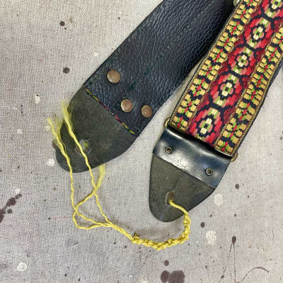 Vintage Ace Style Guitar Strap Woven Red, Yellow, and Black Circa 1960's 1970's image 16