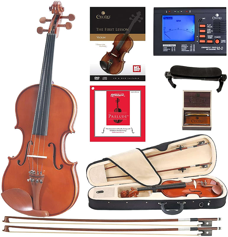 Cecilio CVN-200 Solidwood Violin with D'Addario Prelude