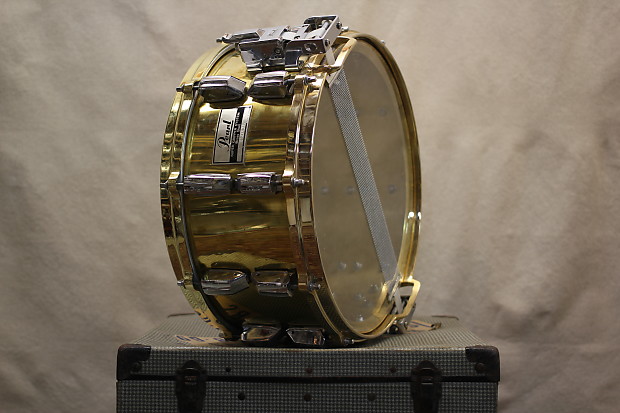 Pearl Super Gripper System Brass Shell 14″ x 6.5″ Snare Drum 1980's Brass