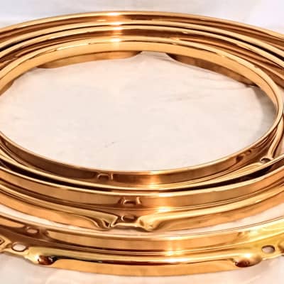 UNMARKED SOLID BRASS HOOPS SET-TRIPLE FLANGED THICKER THAN SUPERHOOPS+FREE  SHIP CUSA