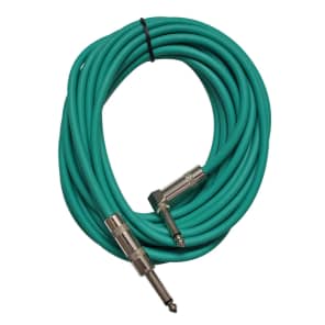 2 Pack of Green 20 Foot Right Angle to Straight Guitar Instrument Cables image 2