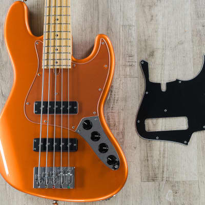Mike Lull Custom Guitars M5V 5-String Bass Birdseye Maple Fingerboard Orange image 9