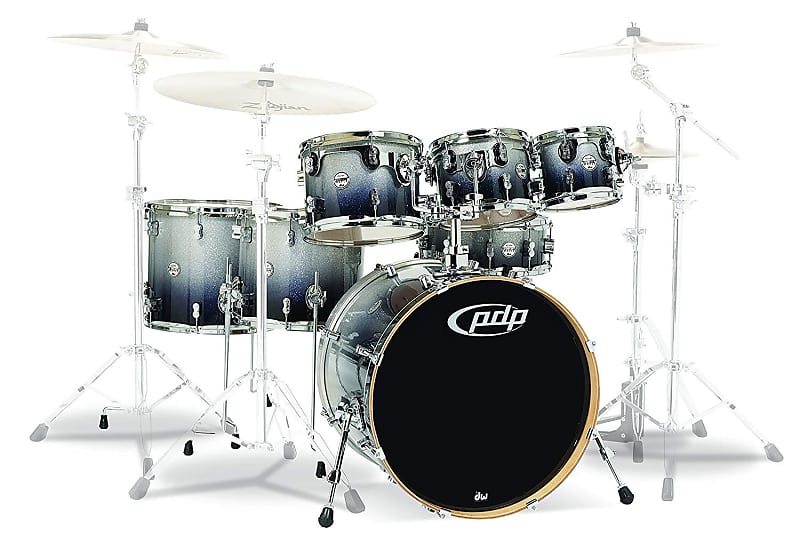 PDP By DW 7-Piece Concept Maple Shell Pack with Chrome Hardware Silver to Black Fade image 1