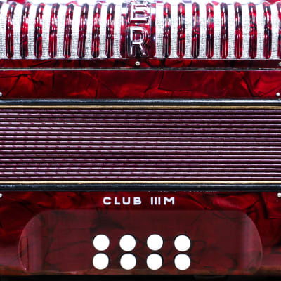 Hohner Club III M 8-Bass 30-Treble Button "C/F" Red Diatonic Accordion w/Case image 7