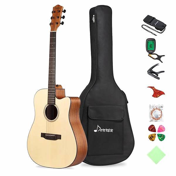 41'' Cutaway Full Size Acoustic Guitar Bundle with Gig Bag Tuner Strap Strings image 1
