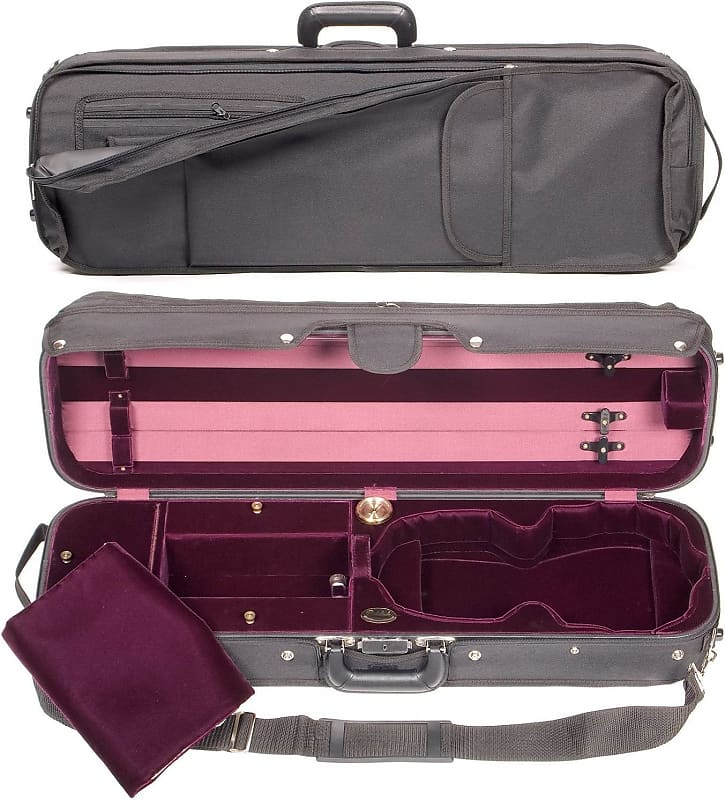 Bobelock Hill Style 1017 Semi-French Fitted Black/Wine 4/4 Violin Case