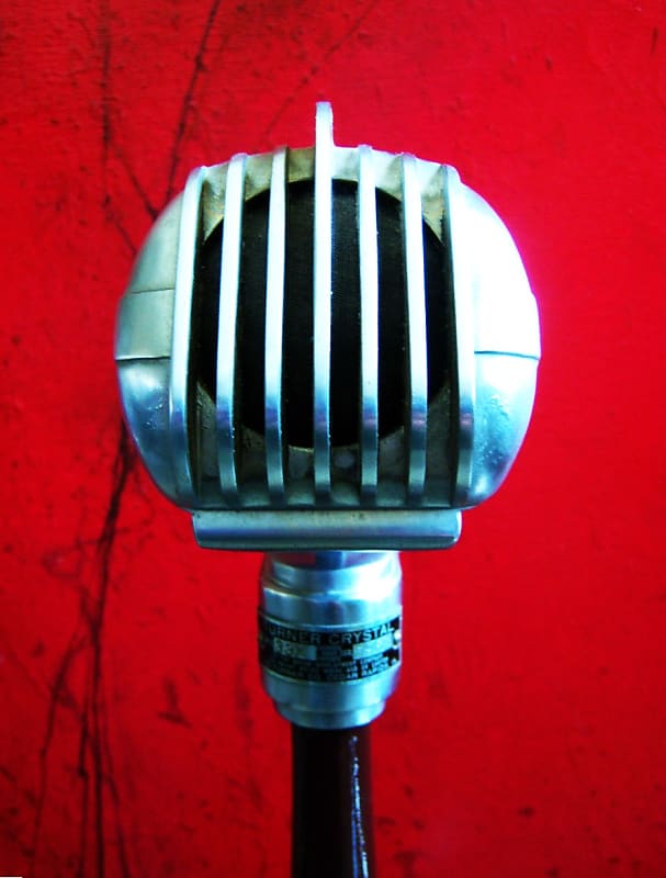 Vintage 1940's Turner 33X crystal microphone satin chrome w