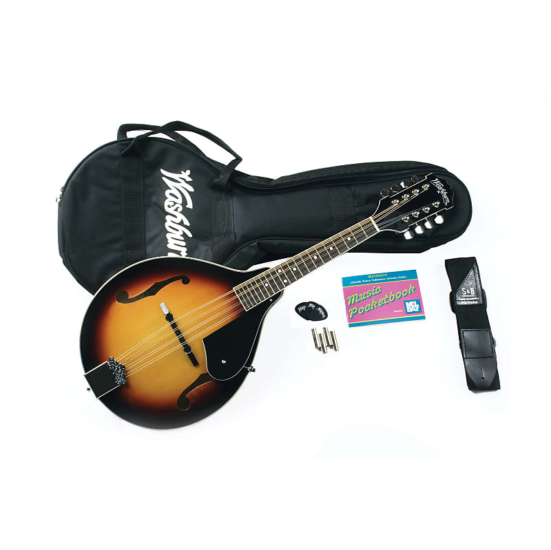 Washburn M1K A-Style Mandolin Pack Sunburst w/ Gig Bag, Pitch Pipe, Strap, Pick