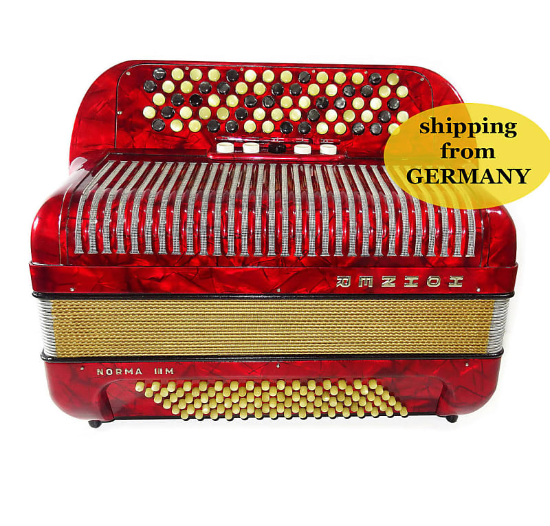 Almost Unused! Hohner Norma III M, made in Germany 5 Row Button Accordion Bayan 2041, New Straps, Case, Rich and Powerful Sound! image 1