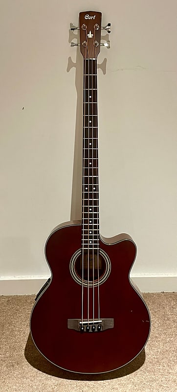 Cort SJB5F WS Acoustic 4-String Bass Cutaway with Electronics 2010s - Walnut Satin + Hard Case image 1