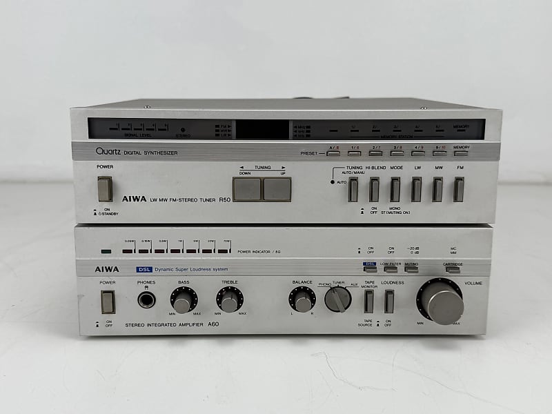 Aiwa R50 FM-Stereo Tuner / A60 Stereo Integrated Amplifier Set  			