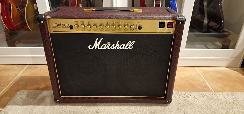 Marshall JCM 900 Model 4102 100-Watt Hi Gain Dual Reverb 2x12 Combo 1990s -  Burgundy Snakeskin