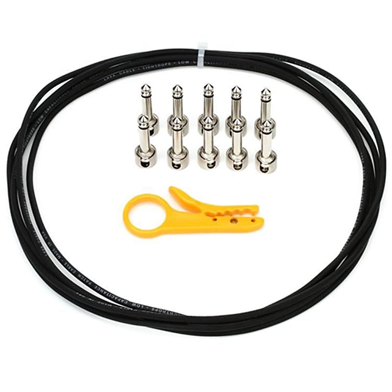 Lava Cable TightRope Solder-Free Kit, 10' Cable, 10 R/A plugs, Black Cable image 1