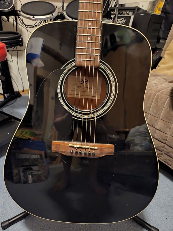 SX 160LH Left Handed Acoustic Guitar Black Reverb