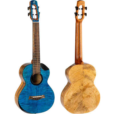 Flight Comet EQ-A Blue Tenor Ukulele New - solid stained flamed maple top image 3