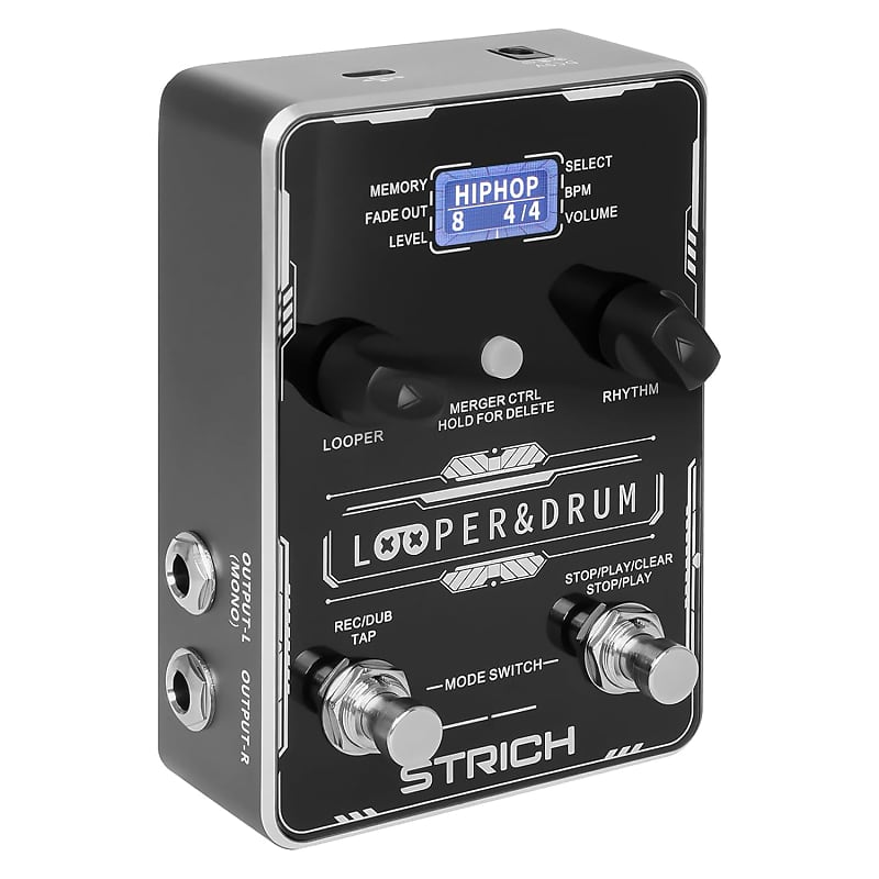 Stereo Looper Guitar Pedal With Built-In Drum Machine, 100 Diverse Drum Patterns, 160 Minutes Recording Time, Usb For Audio Import/Export, Support Footswitch Control For Electric Guitar, Black image 1