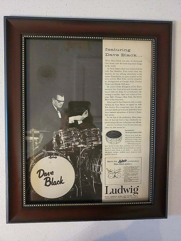 1959 Ludwig Drums Promotional Ad Framed Dave Black Original image 1