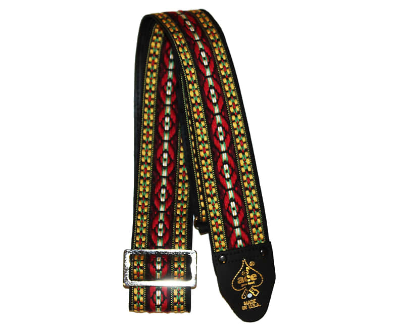 Ace Vintage Reissue Bohemian Red Guitar Strap by D'Andrea - Made in the USA image 1