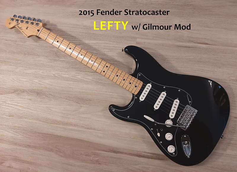 Fender® LEFTY 2015 Gilmour Style Strat Stratocaster MINT ..  2015 Black w/ Gilmour MOD image 1
