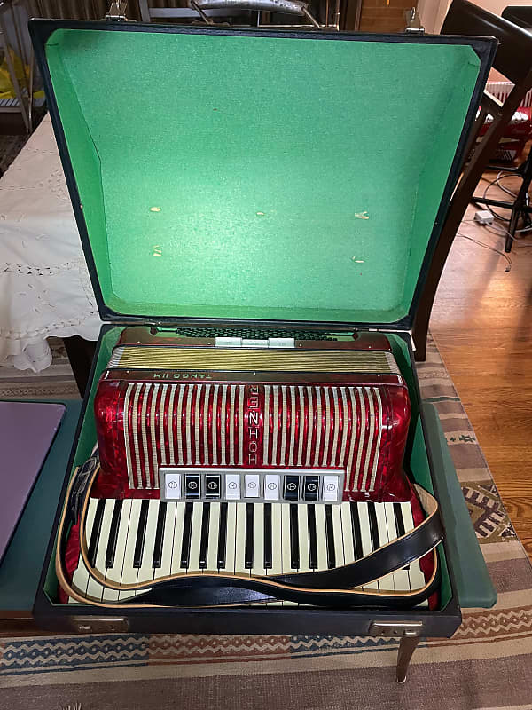 Piano Accordion Hohner Tango IIM Red Reverb
