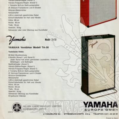 Japanese Yamaha  guitar, bass & amp brochure 1960s image 3