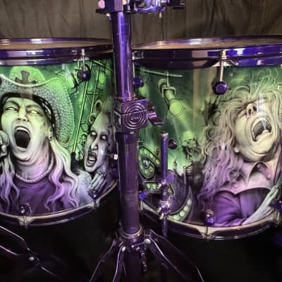Rikki Rockett's Poison, Rockett Drum Works "Zombie" Kit: 22", 12", 14", 16", 6x14" Snare. Purple Hardware 2012 - Custom Graphics By Craig Fraser. SIGNED! image 11
