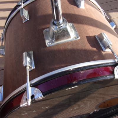 Custom 4 Piece Drum Set Shells & Hardware 22" Bass + 12" 13" & 16" Toms Transparent Red Stained Color image 7