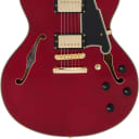 D'Angelico Excel DC Semi-hollowbody Electric Guitar - Trans Cherry with Stopbar Tailpiece