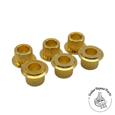 Gotoh Screw-in To Press-in Tuner Adapter Bushings, Flanged (6 pcs) - Gold for sale