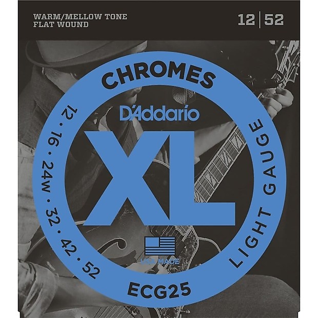 D'Addario ECG25 XL Chromes Flatwound Electric Guitar Strings, Light Gauge Standard image 1