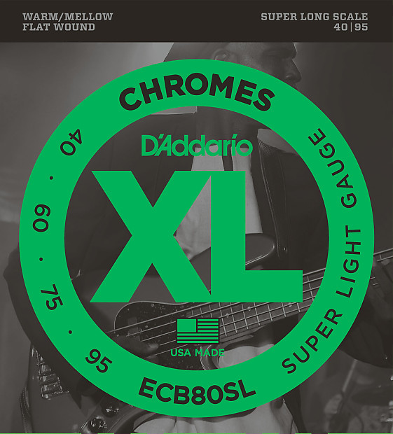 D'Addario ECB80SL Chromes Super Long Scale Bass Guitar Strings, Light Gauge image 1
