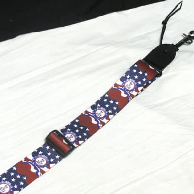 Perri's 2" Polyester 4th of July Guitar Strap Leather ends JULY 4 Inependence Day Patriotic image 3