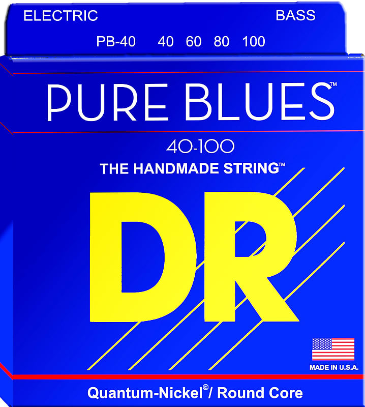 DR PB-40 Pure Blues Nickel Round core 4 string Bass Guitar Strings  - Light  (40-100) image 1