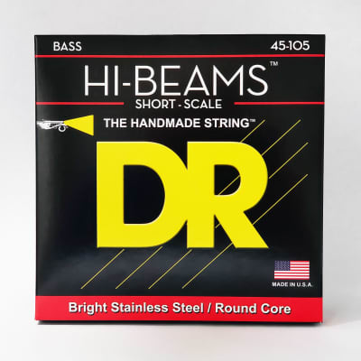 DR HI-BEAMS Bright Stainless Steel/Round Core SHORT SCALE 45-105 Bass Strings, 4-String Set, SMR-45 image 1