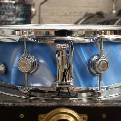 1960s Camco 5x14 Oaklawn Blue Satin Flame Snare Drum image 3