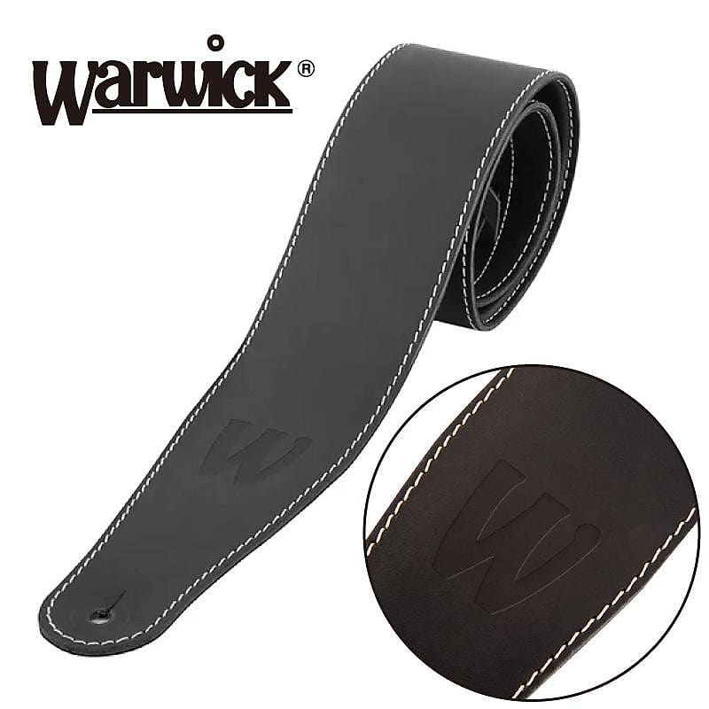 Warwick Teambuilt Genuine Leather Bass Strap - Black | Reverb