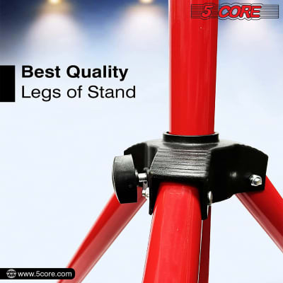 5 Core Speaker Stand Tripod 2 Pieces Heavy Duty PA DJ Speakers Pole Mount Stands Professional with Mounting Bracket Height Adjustable 40 to 72 Inch Red  SS HD 2 PK RED image 7