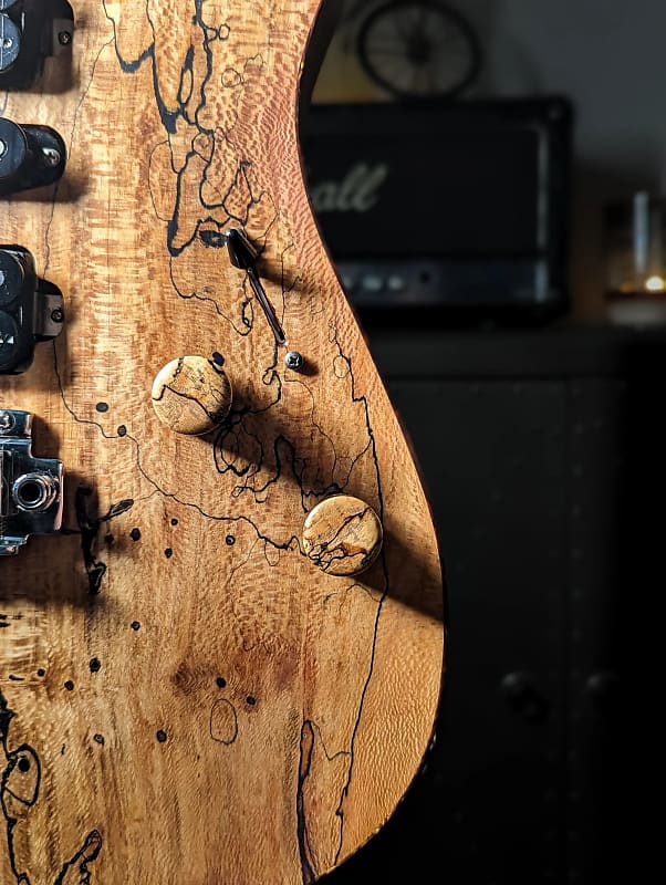 Canalli Spalted SS, MBit Custom Shop, Reclaimed / Exotic Woods, Stainless Steel Tremolo Bridge, Hand-wound Pickups, Brazilian, Superstar Style image 1