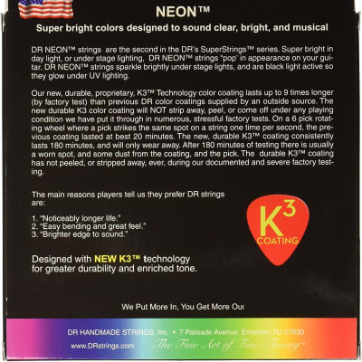 DR NMCB6-30 Hi-Def Neon Bass Guitar Strings - 6 string Medium 30-125 Multi-Color image 2