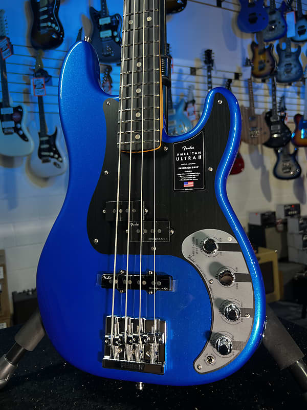 Fender American Ultra II Precision Bass Noble Blue, Ebony Reverb
