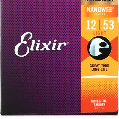 Elixir Strings 16052 Nanoweb Phosphor Bronze Acoustic Guitar Strings - .012-.053 Light image 7