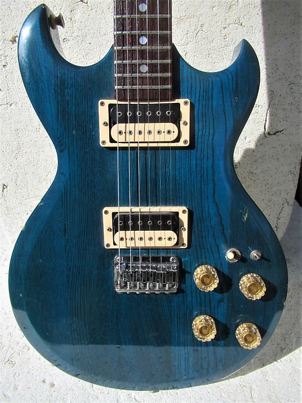 Aria Pro II Cardinal Series CS-350 Guitar, 1981, Japan, Matsumoku Made,See  Thru Blue Finish, Case